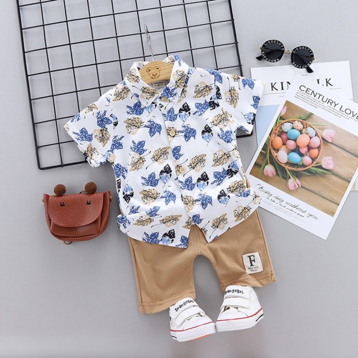 Summer Toddler Kids Baby Boy Floral T Shirt Tops Shorts Pants 2pcs Clothes Set