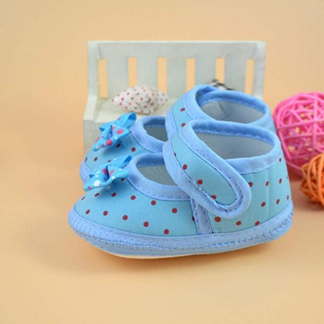 Baby Bowknot Boots Soft Crib Shoes Baby Girl Print Toddler Shoes Buckle Single Shoes