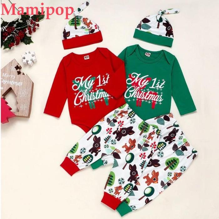 Christmas Autumn Clothes for Baby Infant Long Sleeve Cartoon Romper