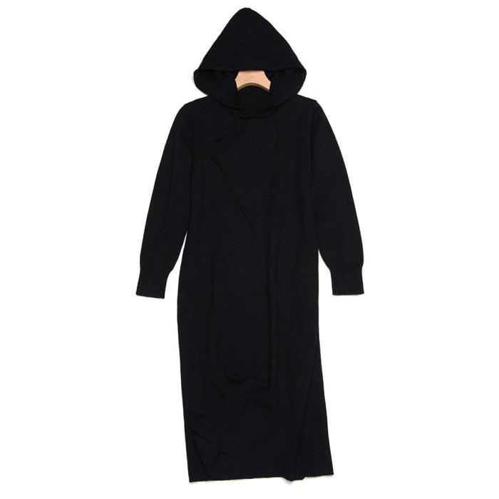 Hooded Dress Women's Sweater Autumn Winter French New Hooded Bottomed Coat