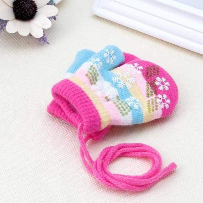 Children Snow Stripe Soft Knit Winter Mittens (1-3 years)