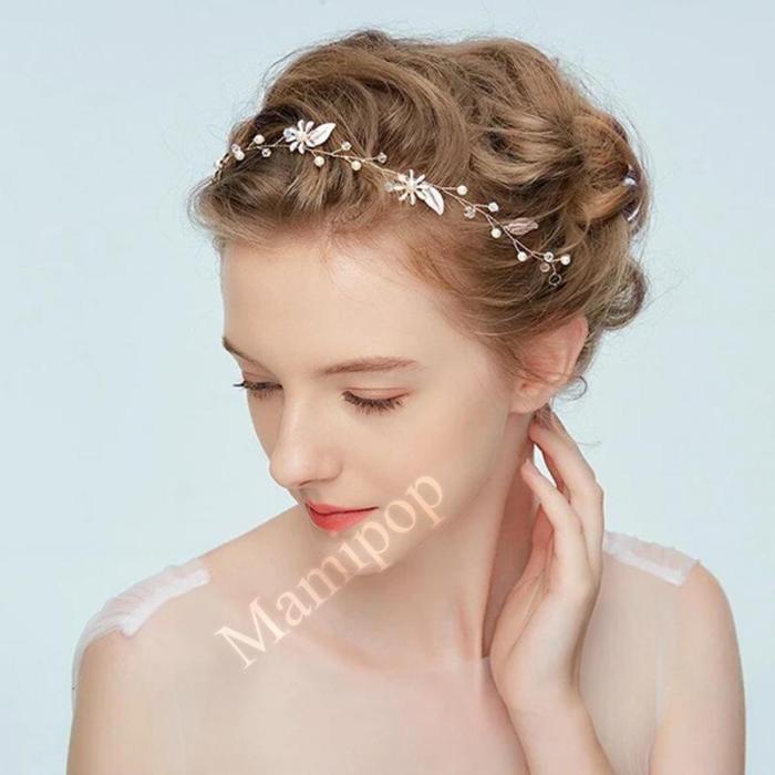 Floral Girl's Headband Gold Leaves Maternity Photography Hair Vine