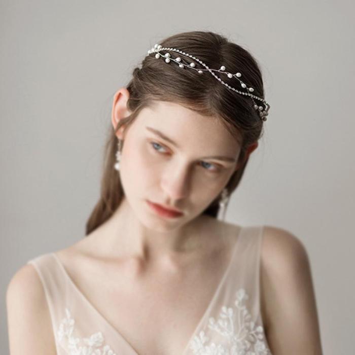 Women's Beautiful Pearl Wedding Headdress