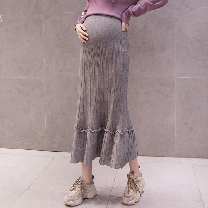Maternity Solid Colour Loose Knit Skirt