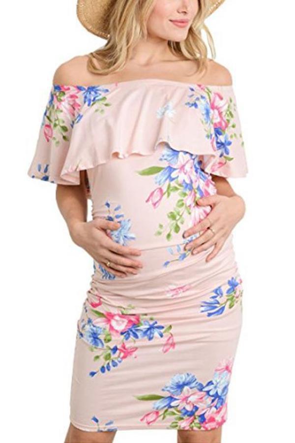 Maternity Floral Print Bodycon Dress
