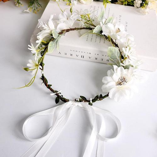 Bohemian rhinestone pearl wedding wreath headwear
