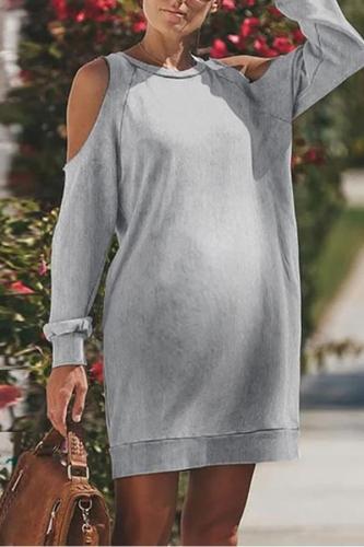 Maternity Daily Pure Color Off Shoulder Long Sleeve Dress