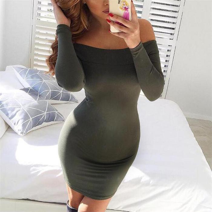 Maternity Off-The-Shoulder Neck Bodycon Dress
