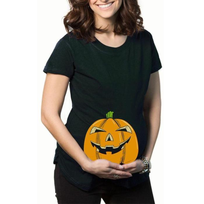 Halloween Pumpkin Print Maternity T-Shirt