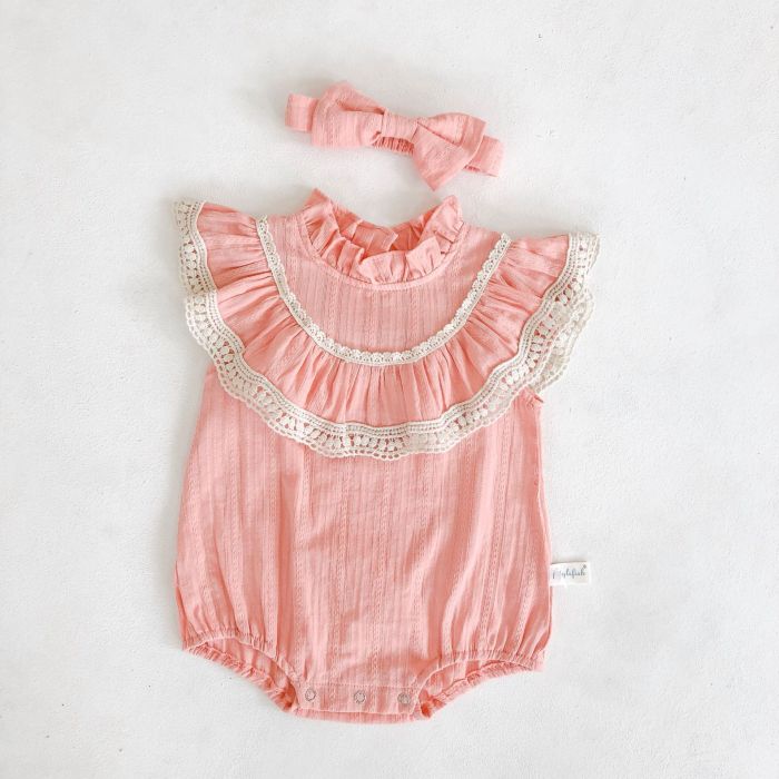 Baby children's One-piece Clothes Baby Girl Lace Ruffle Creeper