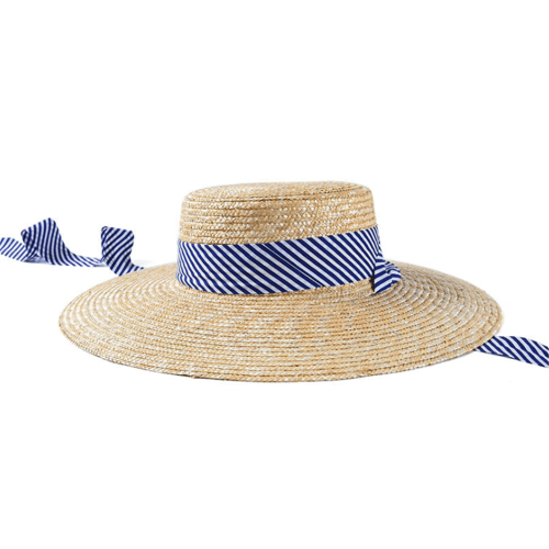 Fashion Casual Striped   Ribbon Straw Hat