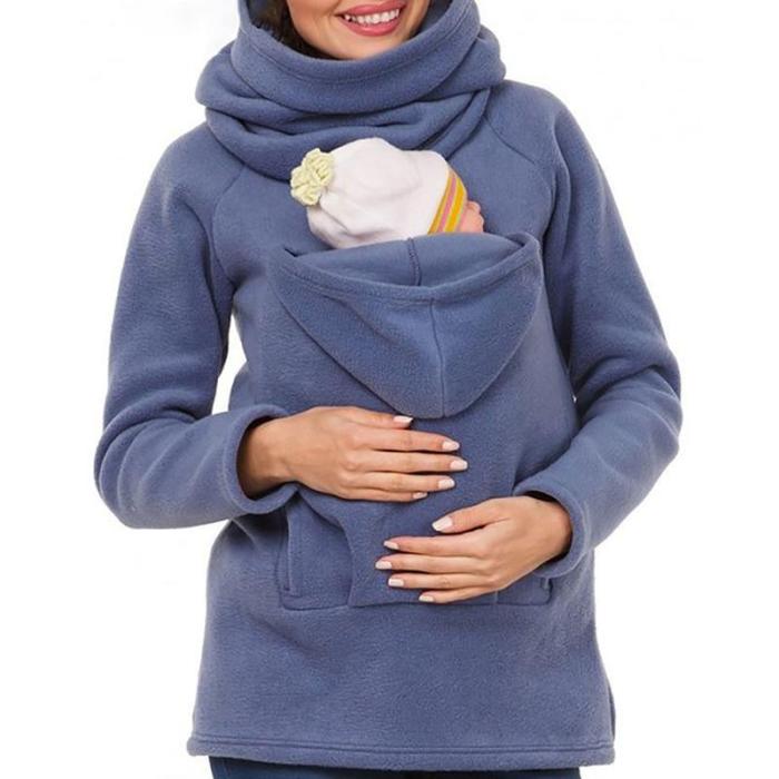 Maternity Casual Hooded Pure Colour Jacket