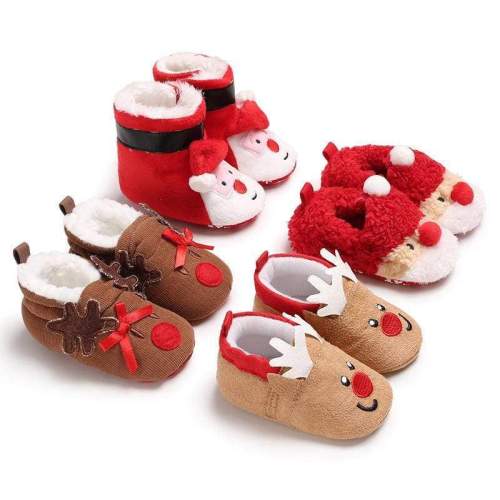 Toddler Kids Girls Christmas Snow Boot Shoes Xmas Gifts Soft Sole Newborn Baby Girl Crochet Winter Warm Prewalker Mocassins
