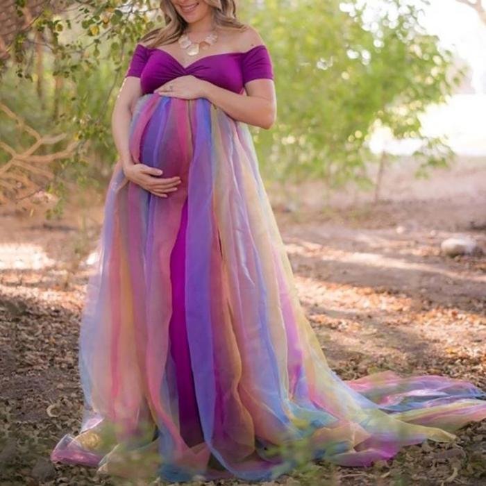 Maternity Casual Off-Shoulder Tassel Dress