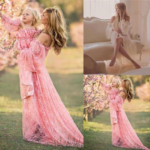 Maternity Photoshoot Gowns Pregnancy Fancy Dress Lace Robe Strapless Maxi Gown Maternity Dress