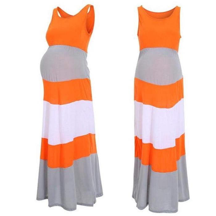 Colorblock Chevron Accent Maternity Maxi Dress