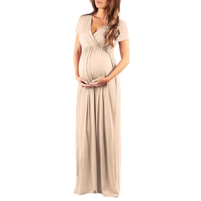 Maternity Elegant Pure Color Ankle-Length Dress