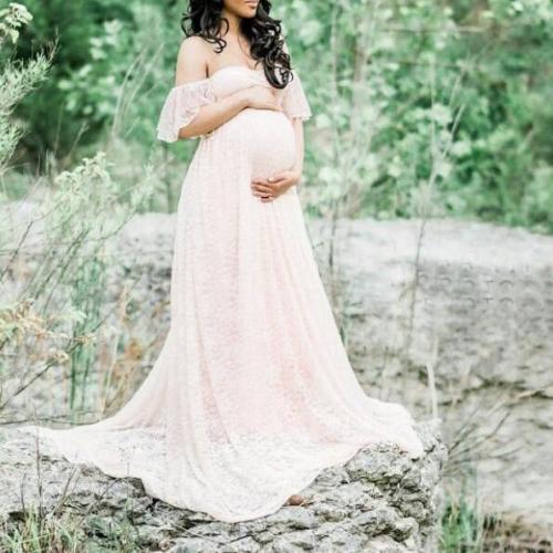 Maternity Off Shoulder Lace Dress