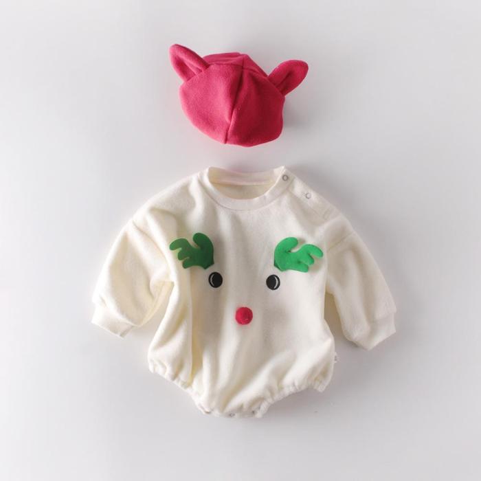 Christmas Winter Baby Round Collar Baby Antlers Linked to the Garment Climbing Dress