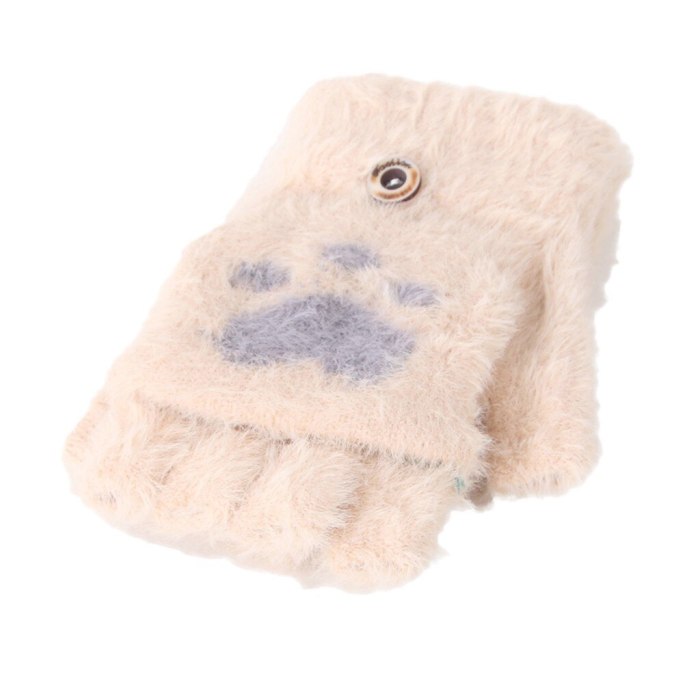 Toddler Baby Winter Warm Knit Heart Fleece Mittens Gloves