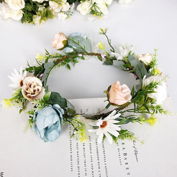 Brisk handmade artificial flower bride headwear wreath