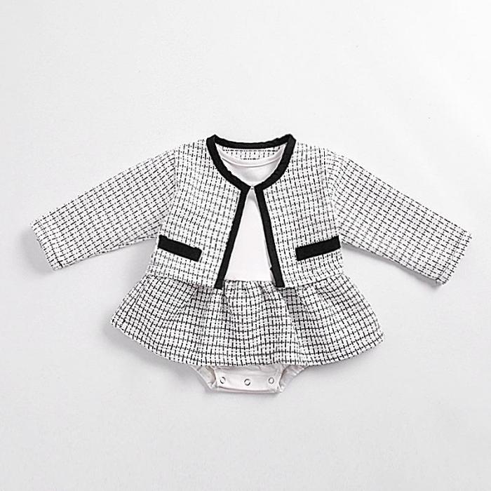 0-2-year-old Girl Baby Princess Temperament Long Sleeve Cardigan + Hami Skirt