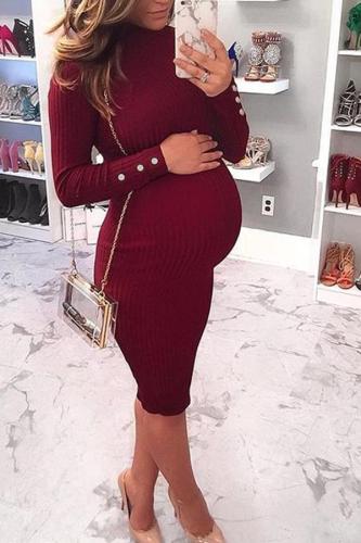 Maternity Bodycon Long Sleeve Sweater Dress