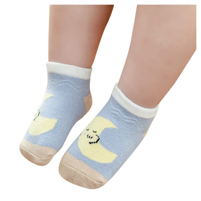 Kids Infant Baby Boys Girls Breathable Cartoon Weather Printed Socks Children's Boat Socks Non-slip Socks