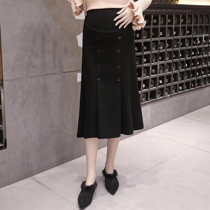 Maternity solid color button skirt