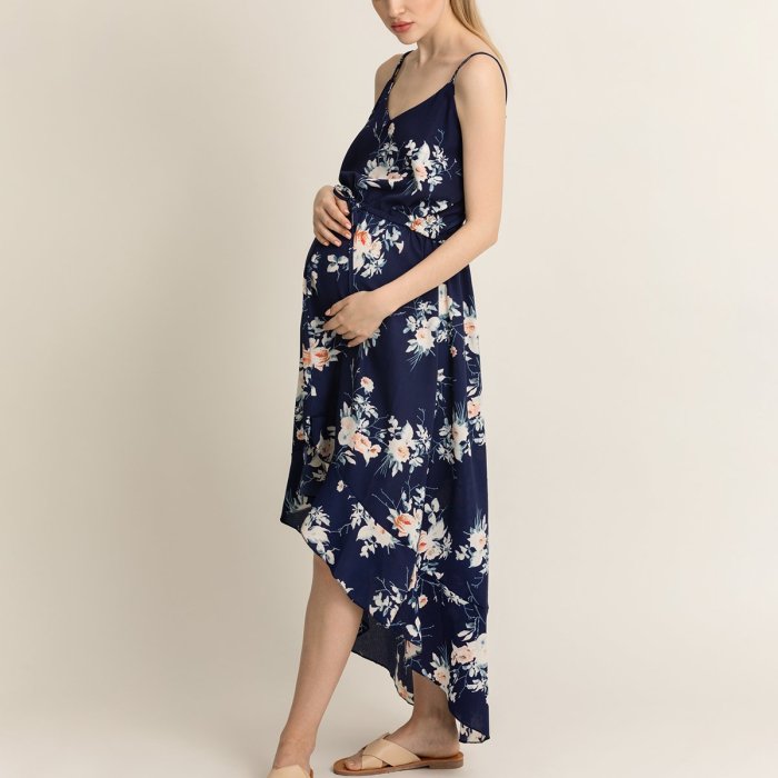 Maternity V-Neck Floral Dress