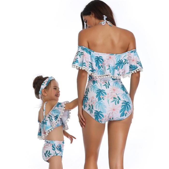 2020 Parent Swimsuit Printed High Waist Bikini