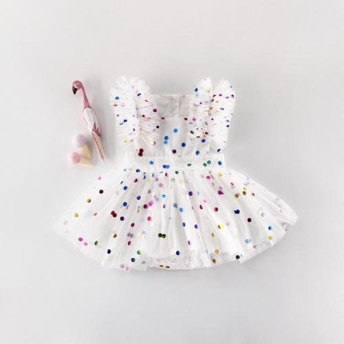 Summer Girls Baby 100-day Hot Stamping Mesh Cotton Triangle ha Dress