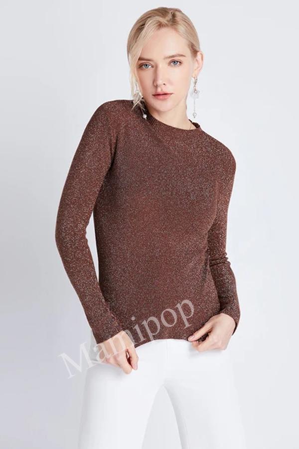 Turtleneck T-shirt Women's Bright Silk Sweater