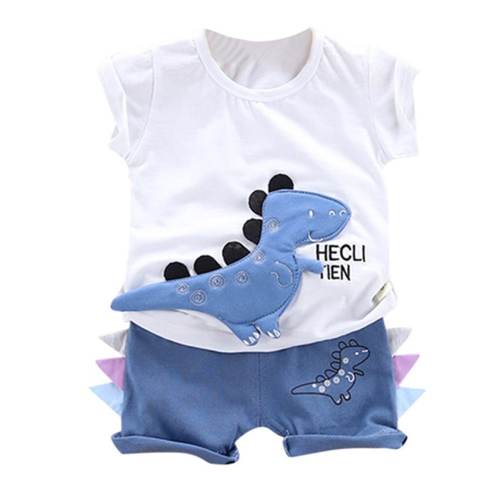 Cartoon Kids Clothes Summer Casual Toddler Baby Boys Letter Dinosaur Print T Shirt Tops Shorts Outfits Set