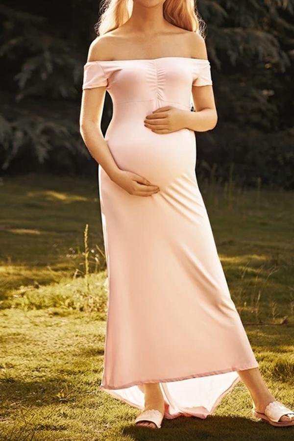 Maternity Off Shoulder Floor-Length Dress