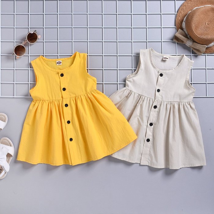 Baby Kids Girls Breathable Sleeveless Cardigan Dress Clothes