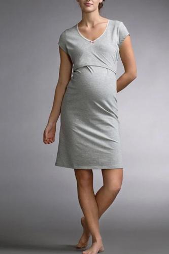 Maternity Pijamas Lace Bow Nursing Robe for Pregnancy