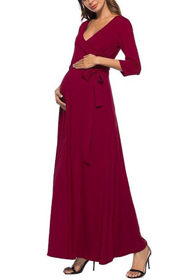 Maternity 3/4 Sleeve Dress With Belt