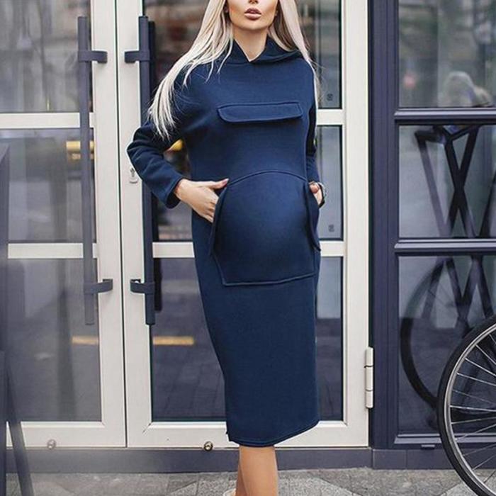 Maternity New Solid Color Long Dress