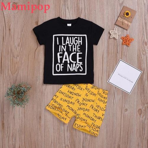Baby Boys Short Sleeve Letter Print Tops Lette Shorts Outfit