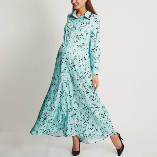 Maternity Floral Print Long Sleeves Maxi Dress