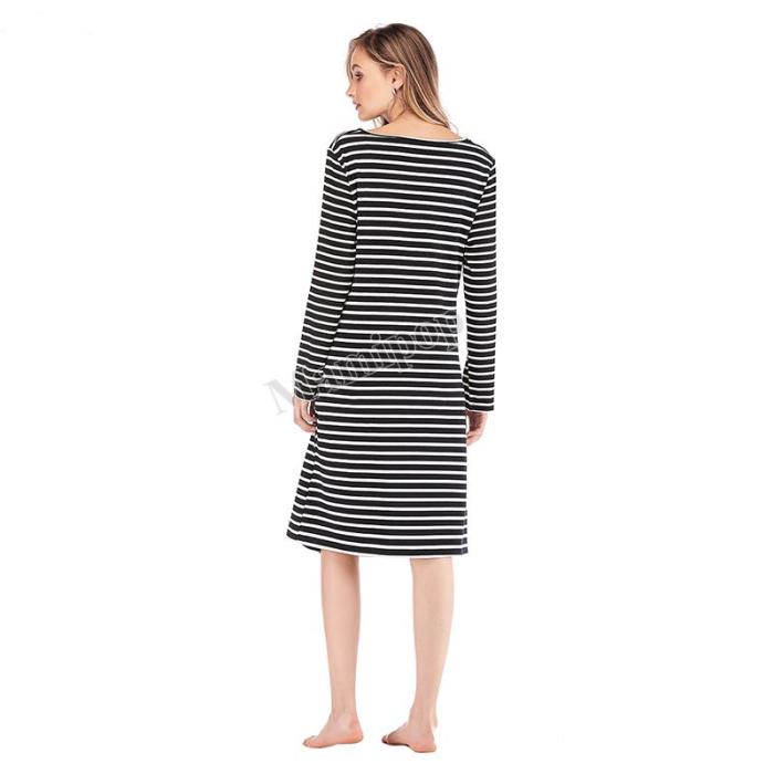 Pregnant Women Striped Dresses Long Sleeve Maternity Mother Clothes Cotton Casual Pregnancy Dress