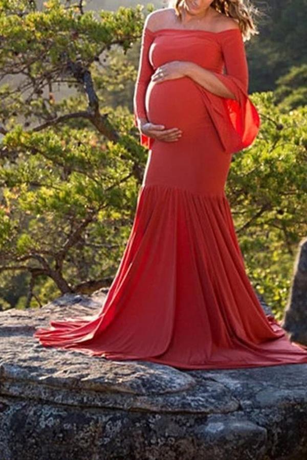 Ruffled Sleeves And Trailing Dresses Maternity
