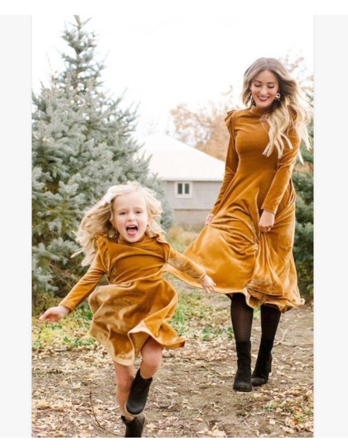 Full Sleeve Mommy And Me Dresses Clothes Family Matching Outfits