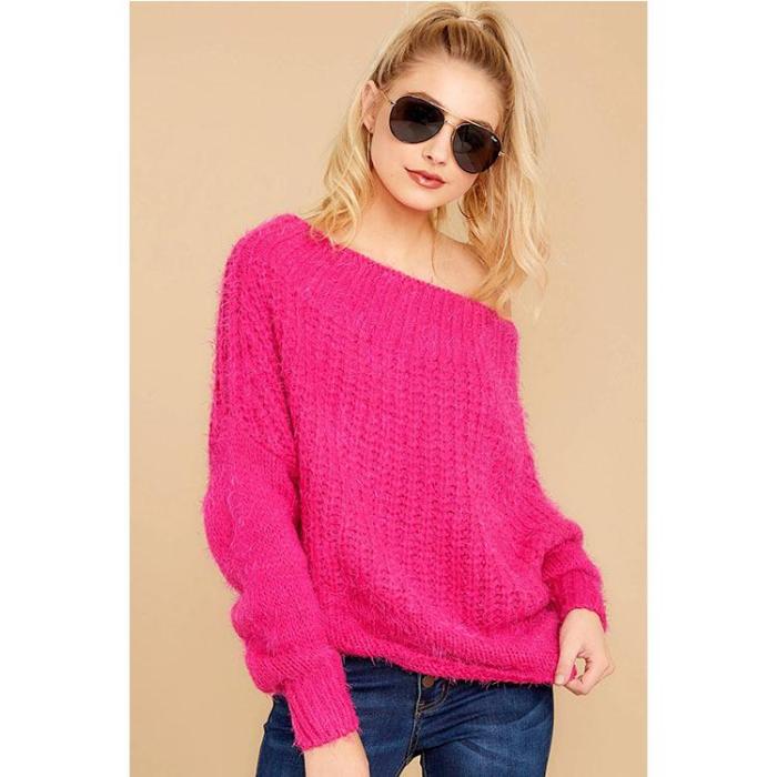 Autumn and Winter Women's Loose Casual Solid-colored sweater