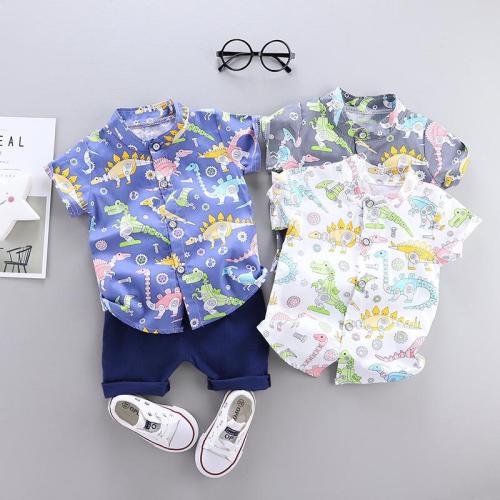 Children's Clothing 2020 Boy Machine Dinosaur Shirt and Shorts Two Sets