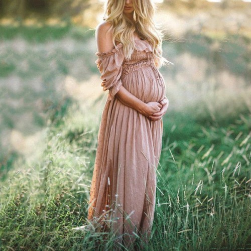 Maternity Strapless Shoulder Photoshoot Dress