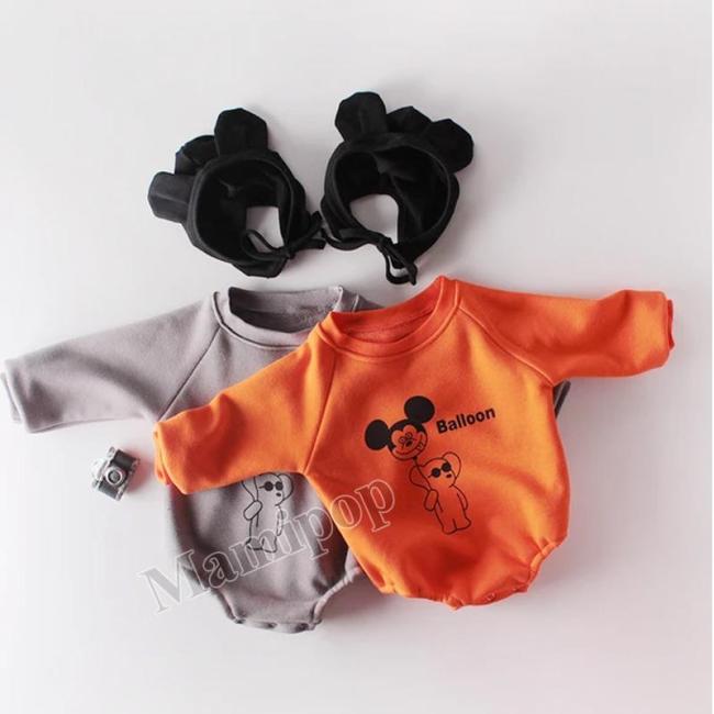 Boys and Girls Bears Farts Baby Long-sleeved Conjoined Climbing Clothes and Velvet Thickening
