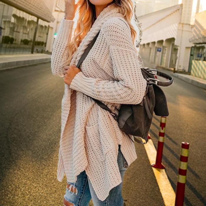 Maternity European And American Loose Long-Sleeved Knit Cardigan