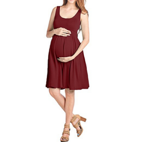 Sleeveless Round Neck Maternity Maxi Dress